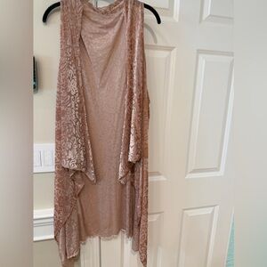 Anthropologie Blush Pink Burnout Velvet Kimono Cardigan
